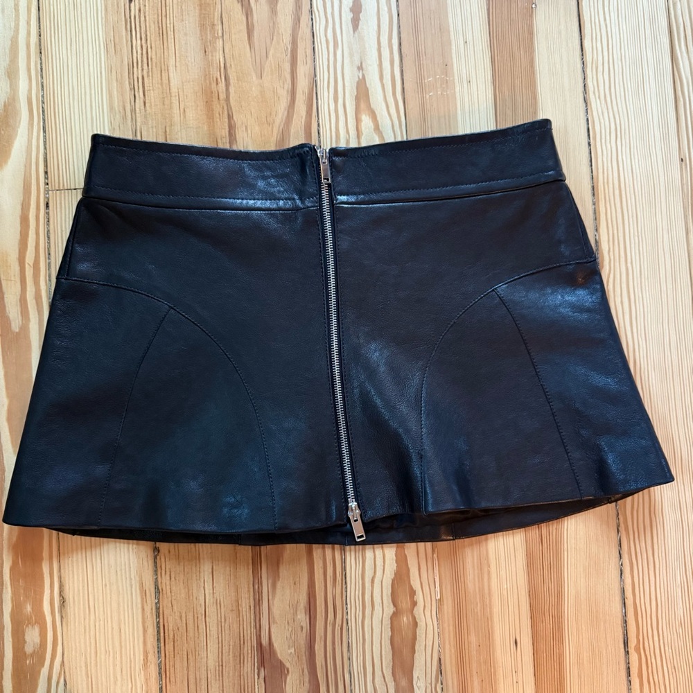 Khaite Keene Leather Mini Skirt